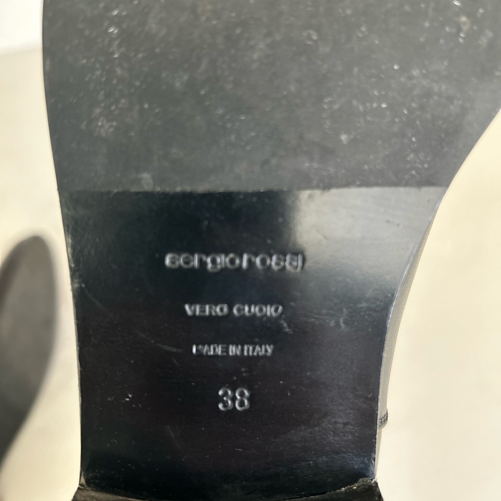 Sergio Rossi | Black Leather Flat Ankle Boots | Side Zip | Size 38 - Picture 7 of 10